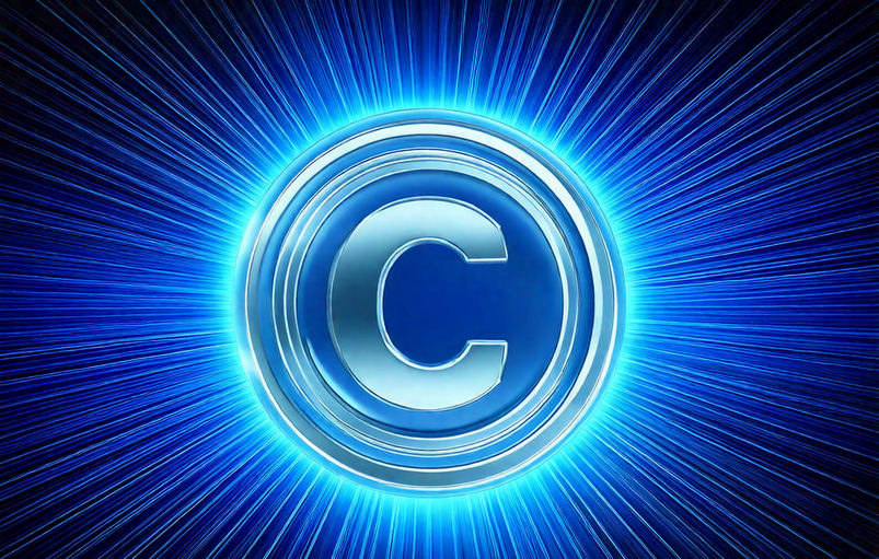 Copyright symbol blue